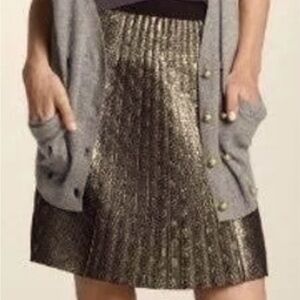 J. Crew Gold Pleated Skirt